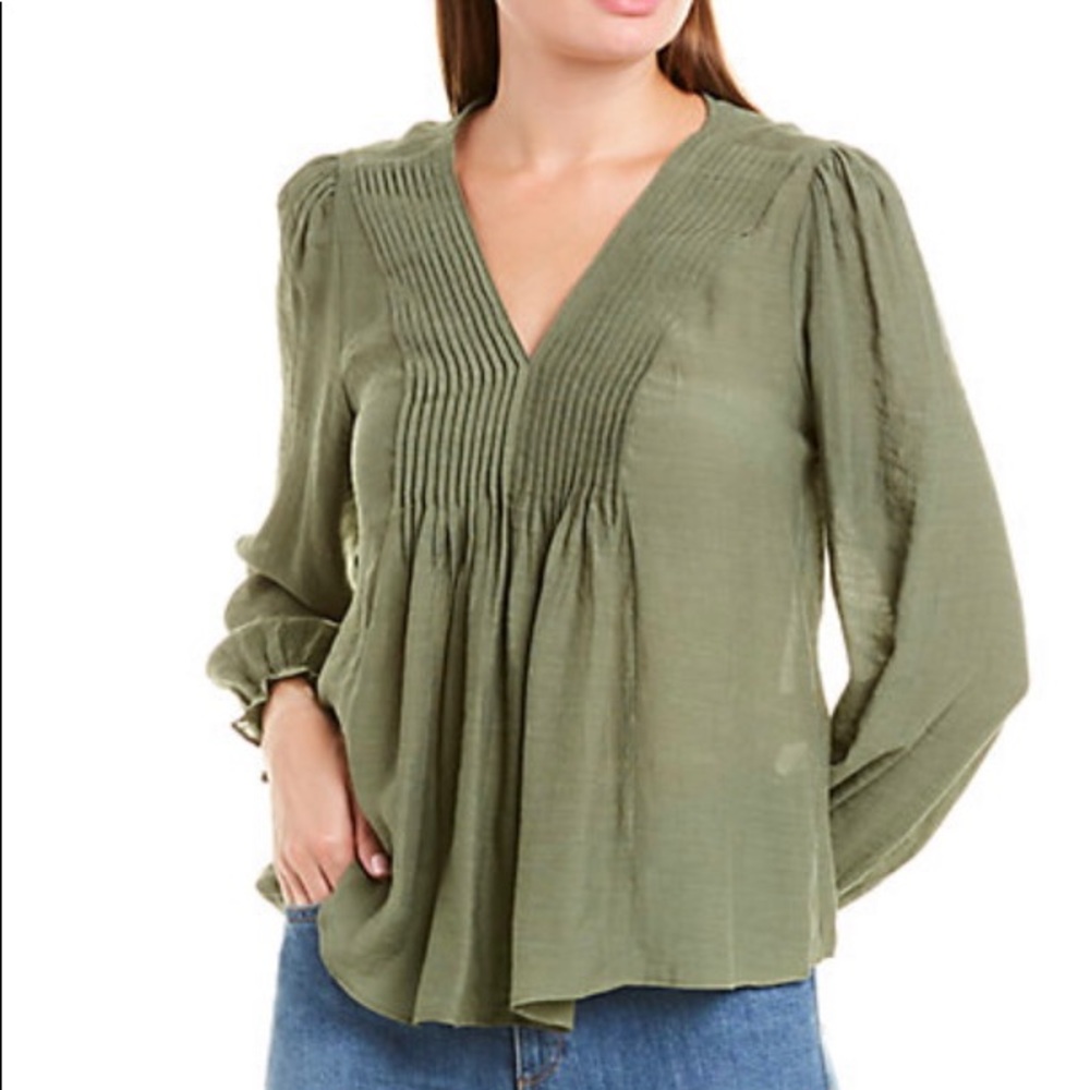Nanette Lepore V-neck Pleated Blouse
